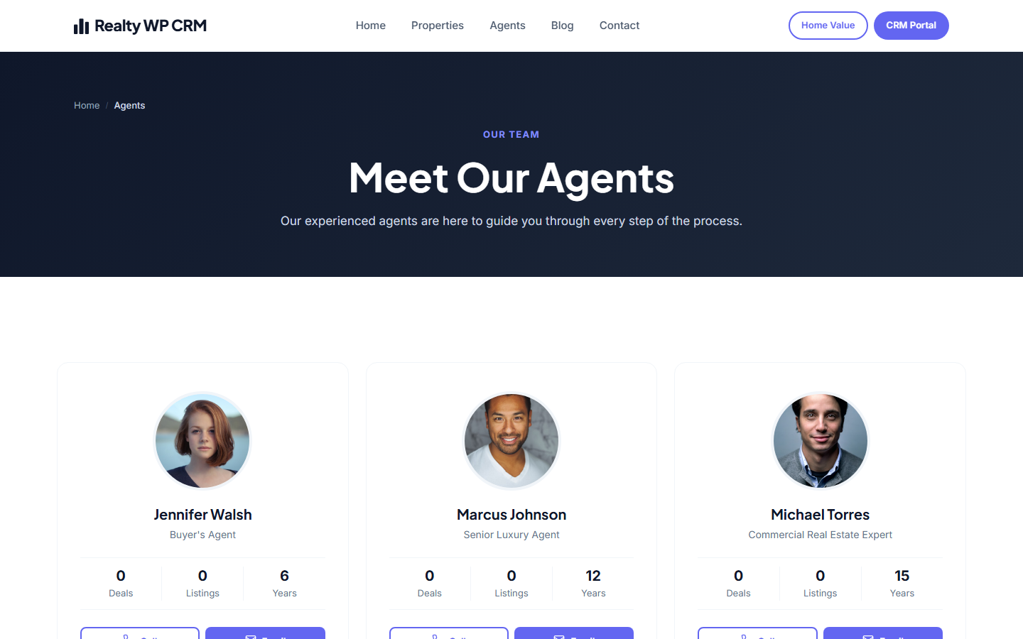 Companion theme agent directory with professional headshots