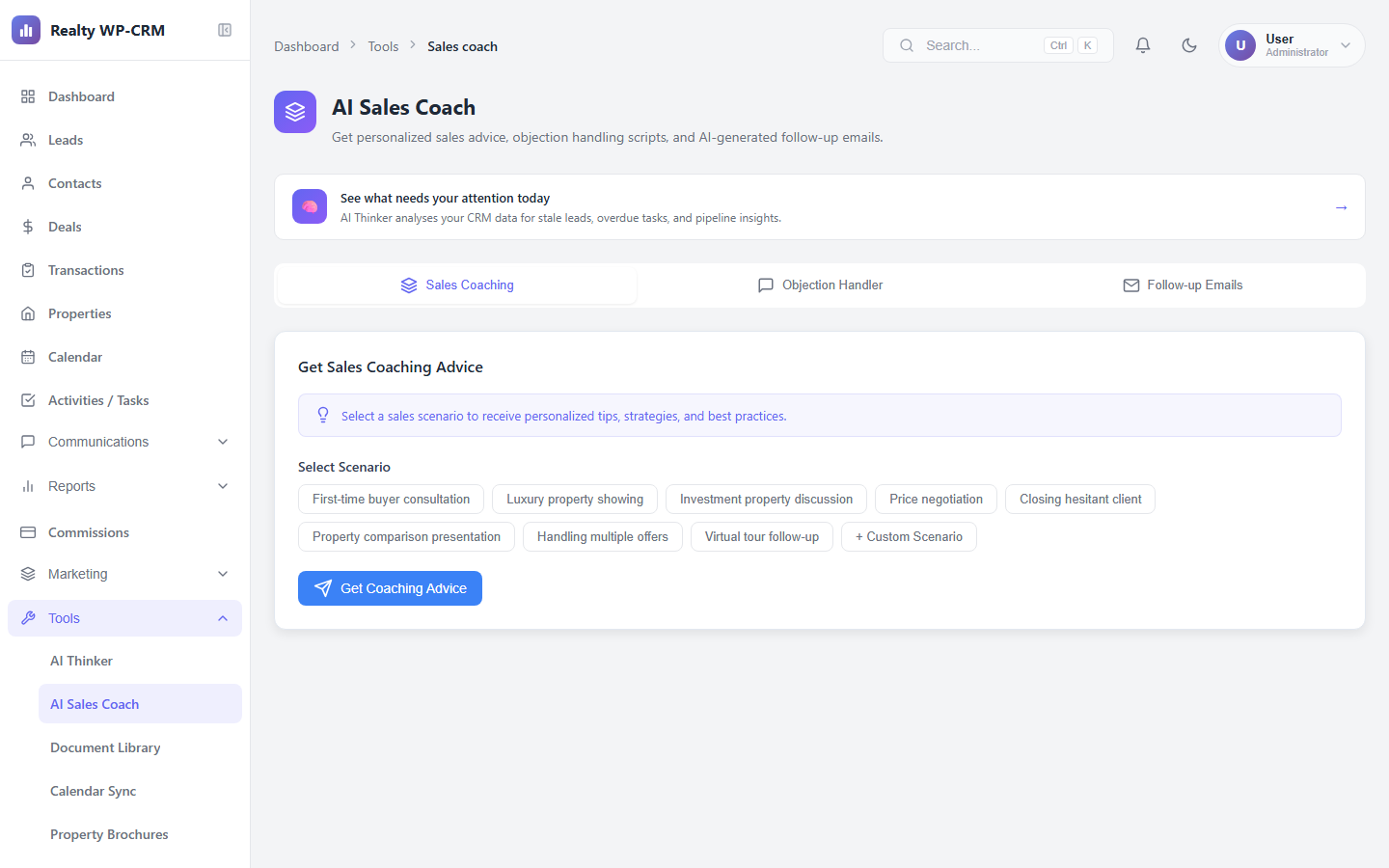 AI sales coaching dashboard with recommendations
